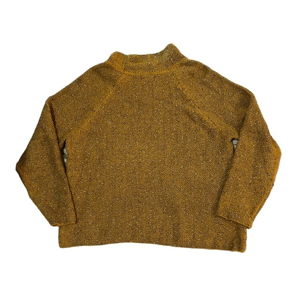 Eileen Fisher Boxy Long Sleeve Golden Yellow Funnel Neckline Sweater Size M - Picture 6 of 9